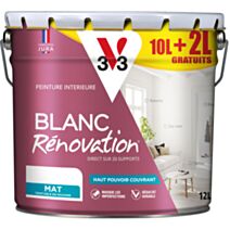 Peinture Rénovation Monocouche Blanc mat 10+2L gratuit - V33